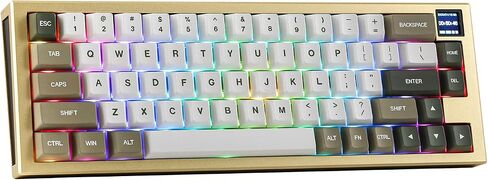 EPOMAKER MS68 Wireless Gaming Keyboard with 0.85" Screen, CNC Aluminum Alloy Mechanical Keyboard, Bluetooth 5.0/2.4ghz/Wired Hot Swappable Custom Keyboard (Black, Wisteria Linear Switch) in Saudi Arabia