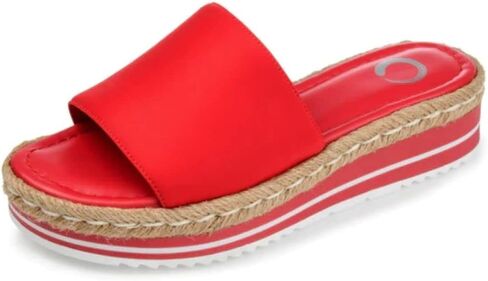 Journee Collection Womens Braided Espadrille Wedge Heel Open Round Toe Slip On Neoprene Rosey Platform Slide Sandal in Saudi Arabia