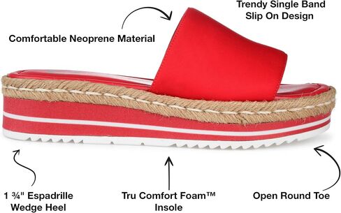 Journee Collection Womens Braided Espadrille Wedge Heel Open Round Toe Slip On Neoprene Rosey Platform Slide Sandal in Saudi Arabia