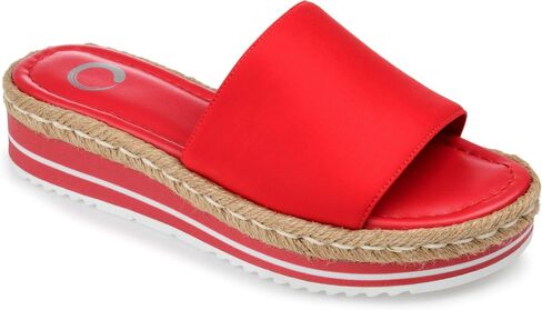 Journee Collection Womens Braided Espadrille Wedge Heel Open Round Toe Slip On Neoprene Rosey Platform Slide Sandal in Saudi Arabia