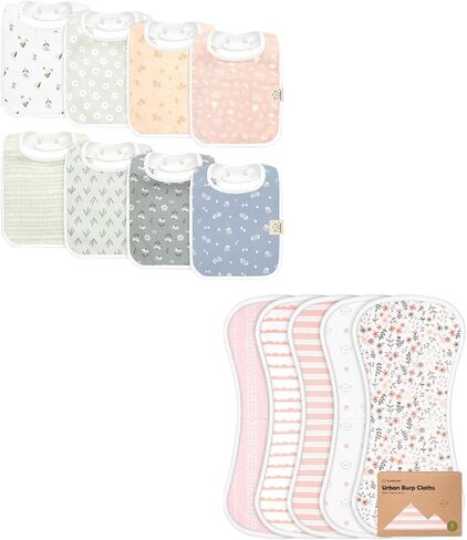 KeaBabies 8-Pack Baby Bibs for Boy, Girl and 5-Pack Burp Cloths for Baby Boys and Girls - Drool Bibs for Baby Girl, Boy, Toddler, Infant Bibs - Ultra Absorbent Burping Cloth, Burp Clothes in Saudi Arabia