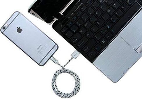 كابل USB NRGPower Premium بطول 3 أقدام من النايلون مع موصل Lightning [معتمد من Apple MFi] لهواتف iPhone 6s Plus / 6 Plus وiPad Pro وAir 2 والمزيد (شريط أزرق) in Kuwait