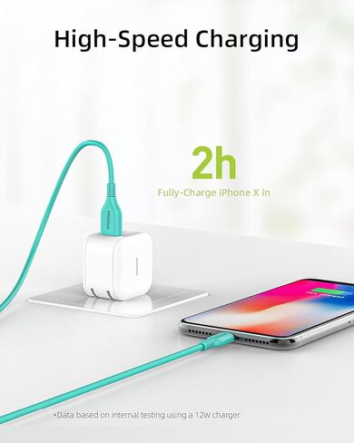 كابل USB A إلى Lightning [معتمد من MFi]، كابل شحن سريع 4.9FT لهاتف iPhone 14 13 12 11 Pro Max MiniX XS XR iPad Airpods، سلك نقل مزامنة البيانات عالي السرعة (أزرق) in Kuwait