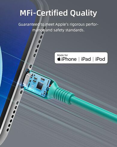 كابل USB A إلى Lightning [معتمد من MFi]، كابل شحن سريع 4.9FT لهاتف iPhone 14 13 12 11 Pro Max MiniX XS XR iPad Airpods، سلك نقل مزامنة البيانات عالي السرعة (أزرق) in Kuwait