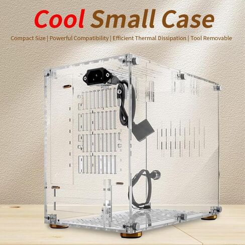 حافظة Mini ITX من الأكريليك الشفاف، حافظة كمبيوتر صغيرة، حافظة كمبيوتر Mini ITX مع تدفق هواء ممتاز لمبرد وحدة المعالجة المركزية لبطاقة الرسومات على اللوحة الأم، إلخ in Saudi Arabia