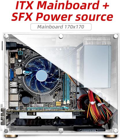 حافظة Mini ITX من الأكريليك الشفاف، حافظة كمبيوتر صغيرة، حافظة كمبيوتر Mini ITX مع تدفق هواء ممتاز لمبرد وحدة المعالجة المركزية لبطاقة الرسومات على اللوحة الأم، إلخ in Saudi Arabia