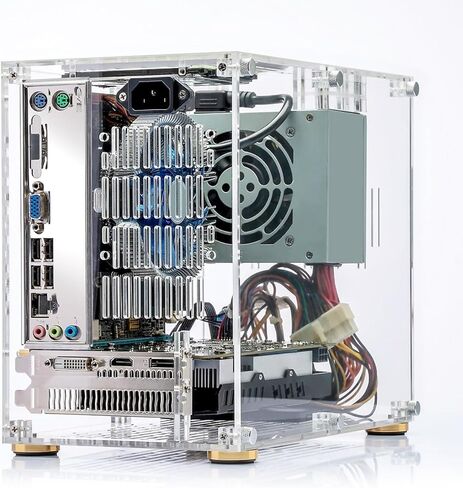 حافظة Mini ITX من الأكريليك الشفاف، حافظة كمبيوتر صغيرة، حافظة كمبيوتر Mini ITX مع تدفق هواء ممتاز لمبرد وحدة المعالجة المركزية لبطاقة الرسومات على اللوحة الأم، إلخ in Saudi Arabia