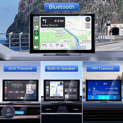 9" Wireless carplay screen for car with Apple Carplay/Android Auto, portable IPS Touch Screen,2.5K Dash Cam,1080P Backup Camera,Voice Control, BT, FM, Mirror Link for All Vehicle，2 types of holders in Saudi Arabia