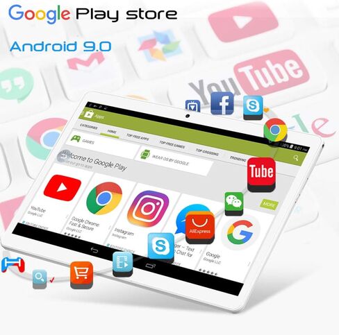 ZONKO Tablet 10 Inch Android 3G Phone Tablets with 32GB Storage Dual Sim Card 5MP Camera, WiFi, Bluetooth, GPS, Quad Core, HD Touchscreen, Support 3G Phone Call (Black) in Saudi Arabia