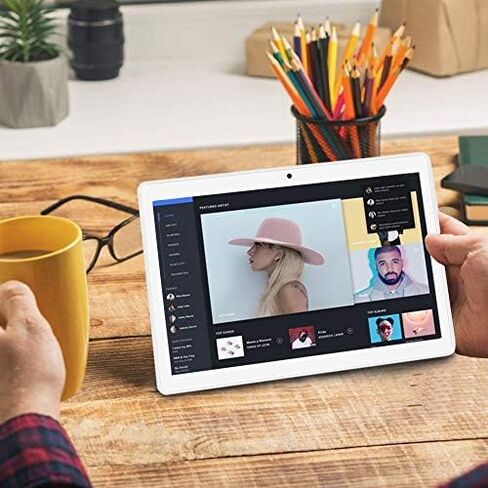 ZONKO Tablet 10 Inch Android 3G Phone Tablets with 32GB Storage Dual Sim Card 5MP Camera, WiFi, Bluetooth, GPS, Quad Core, HD Touchscreen, Support 3G Phone Call (Black) in Saudi Arabia