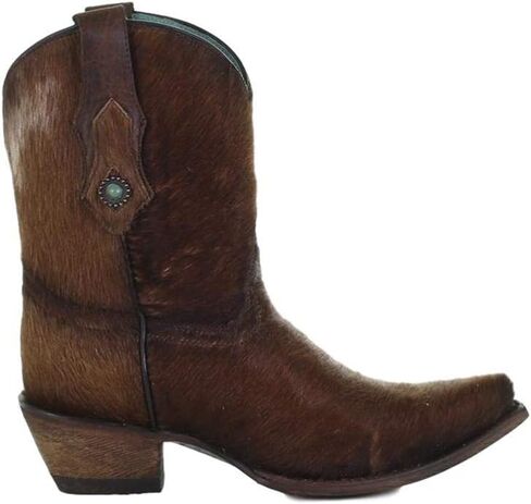 Corral Boots Womens Studded Round Toe Zippered Casual Boots Ankle Mid Heel 2-3" - Brown in Saudi Arabia