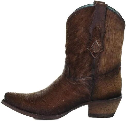 Corral Boots Womens Studded Round Toe Zippered Casual Boots Ankle Mid Heel 2-3" - Brown in Saudi Arabia