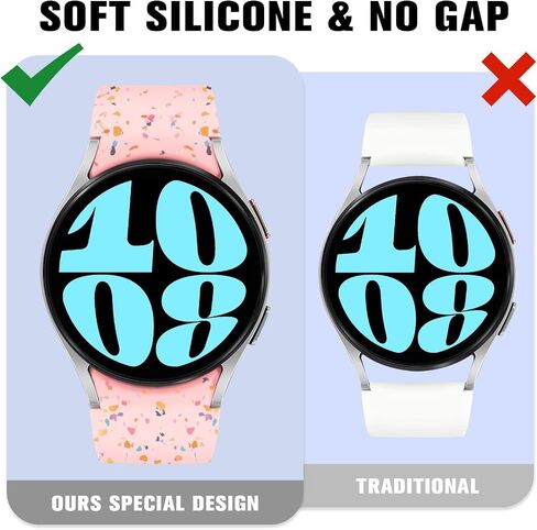 No Gap Bands Compatible for Samsung Galaxy Watch 7/FE/6/5/4 40mm 44mm/Watch 6 Classic 43mm 47mm/Watch 5 Pro 45mm/Watch 4 Classic 42mm 46mm,Soft Silicone Sports Strap Wristband Women Men in Saudi Arabia