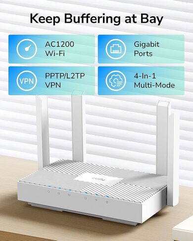Cudy AC1200 Gigabit Wi-Fi Router، 4 Gigabit RJ45، 4 هوائيات 5dBI، MU-MIMO، Beamforming، نقطة الوصول، موسع WiFi، WISP، DDNS، IPv6، WR1300E in Kuwait