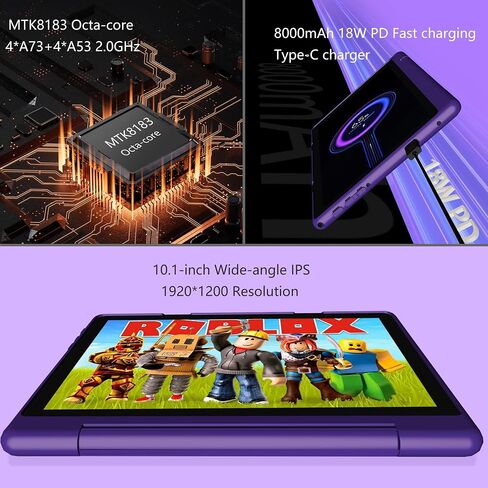 تابلت أطفال 10 بوصة يعمل بنظام Android 13 مع ثماني النواة، 8 ذاكرة وصول عشوائي 128 جيجا بايت، بطارية 8000 مللي أمبير في الساعة، 1920 * 1200 IPS، حافظة مقاومة للسقوط، شاشة لمس، 5G/2.4G WiFi، بلوتوث 5.0، نظام تحديد المواقع العالمي (GPS)، أزرق in Kuwait