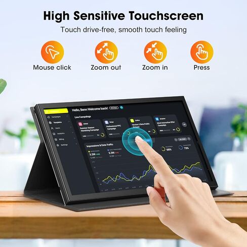 APROTII RasPi Screen, 7 inch 1024x600 IPS Portable Monitor, 5-Points Capacitive Touchscreen Display Mini HDMI Monitor for Laptop RasPi 4B 3B+3A+ & Banana Pi win7/8/10/11 & Game Consoles in Saudi Arabia
