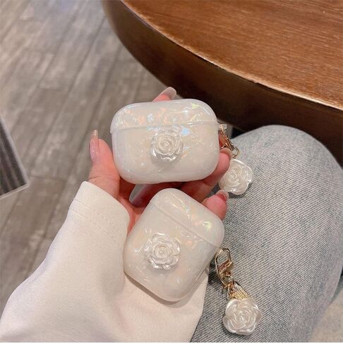 حافظة Olytop for Cute Glitter Airpods Pro/Pro 2 Gen مع قلم منظف، غطاء حماية من الجيل الثاني/الأول لجهاز iPod Pro الجيل الثاني/الأول مع سلسلة مفاتيح على شكل زهرة 2023/2022/2019 - كاميليا ملونة in Kuwait