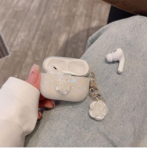 حافظة Olytop for Cute Glitter Airpods Pro/Pro 2 Gen مع قلم منظف، غطاء حماية من الجيل الثاني/الأول لجهاز iPod Pro الجيل الثاني/الأول مع سلسلة مفاتيح على شكل زهرة 2023/2022/2019 - كاميليا ملونة in Kuwait