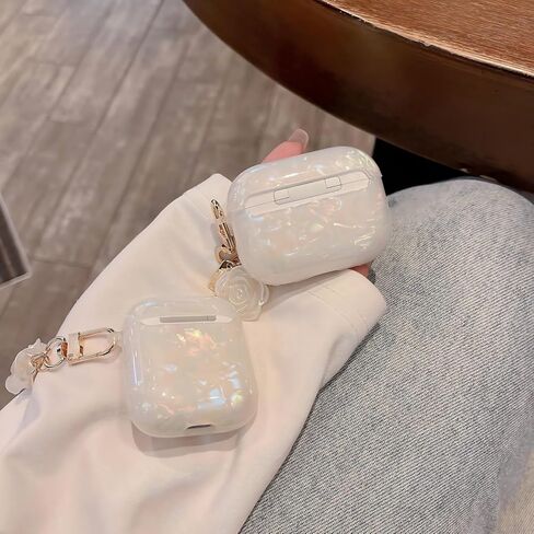 حافظة Olytop for Cute Glitter Airpods Pro/Pro 2 Gen مع قلم منظف، غطاء حماية من الجيل الثاني/الأول لجهاز iPod Pro الجيل الثاني/الأول مع سلسلة مفاتيح على شكل زهرة 2023/2022/2019 - كاميليا ملونة in Kuwait