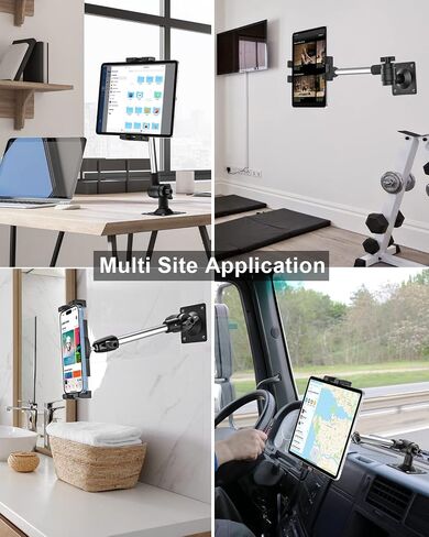 Tablet Wall Mount Holder with 360° Rotating Foldable Arm for 4-13" Phone & iPad Pro 12.9/Air/Mini, iPhone, Galaxy Tab/Fold, Surface Pro/Go, Switch, Fire for Kitchen, Bathroom, Bedside, Desk, Car Truck in Saudi Arabia