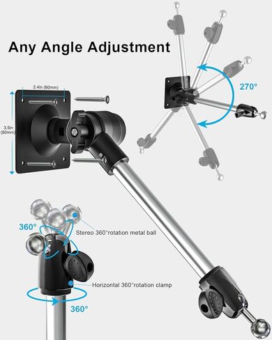 Tablet Wall Mount Holder with 360° Rotating Foldable Arm for 4-13" Phone & iPad Pro 12.9/Air/Mini, iPhone, Galaxy Tab/Fold, Surface Pro/Go, Switch, Fire for Kitchen, Bathroom, Bedside, Desk, Car Truck in Saudi Arabia