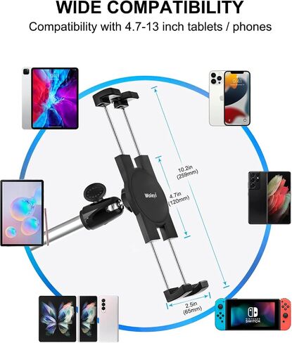 Tablet Wall Mount Holder with 360° Rotating Foldable Arm for 4-13" Phone & iPad Pro 12.9/Air/Mini, iPhone, Galaxy Tab/Fold, Surface Pro/Go, Switch, Fire for Kitchen, Bathroom, Bedside, Desk, Car Truck in Saudi Arabia