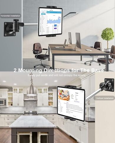 Tablet Wall Mount Holder with 360° Rotating Foldable Arm for 4-13" Phone & iPad Pro 12.9/Air/Mini, iPhone, Galaxy Tab/Fold, Surface Pro/Go, Switch, Fire for Kitchen, Bathroom, Bedside, Desk, Car Truck in Saudi Arabia