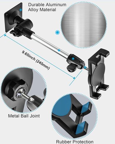 Tablet Wall Mount Holder with 360° Rotating Foldable Arm for 4-13" Phone & iPad Pro 12.9/Air/Mini, iPhone, Galaxy Tab/Fold, Surface Pro/Go, Switch, Fire for Kitchen, Bathroom, Bedside, Desk, Car Truck in Saudi Arabia