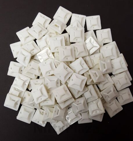 1.1" Cable Tie Mounts Self ADHESIVE Clips Base - 100 Pack - 30x30(mm) Premium Grade Strength (100 White Cable Tie Mounts) in Saudi Arabia
