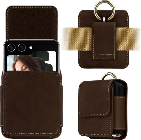 for Samsung Galaxy Z Flip 5/4/3 Phone Pouch Holster Belt Case, Leather Pouch with Belt Slot for Phone Holster Case for Motorola Razr Plus, for Moto Razr+ 2023, for Galaxy Z Flip 5/4/3/2 in Kuwait