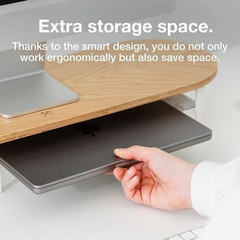 WOODCESSORIES - Phone Mount Monitor Stand Wood, iPhone Elevation Desk (White) in Saudi Arabia