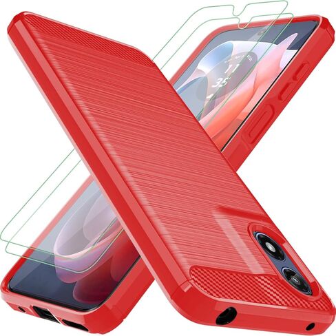 for Moto G Play 4G 2024 Case: with 2pcs Screen Protector Shock-Absorption Flexible TPU Rubber Protective Cover for Motorola Moto G Play 2024(Black) in Kuwait