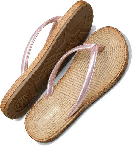Women's Flip Flops Twine Mat Comfortable Summer Beach Walking Thong Cushion Sandals Slip On Indoor Outdoor in Saudi Arabia