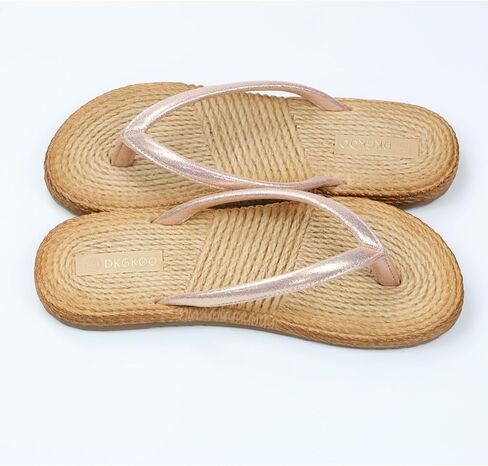 Women's Flip Flops Twine Mat Comfortable Summer Beach Walking Thong Cushion Sandals Slip On Indoor Outdoor in Saudi Arabia