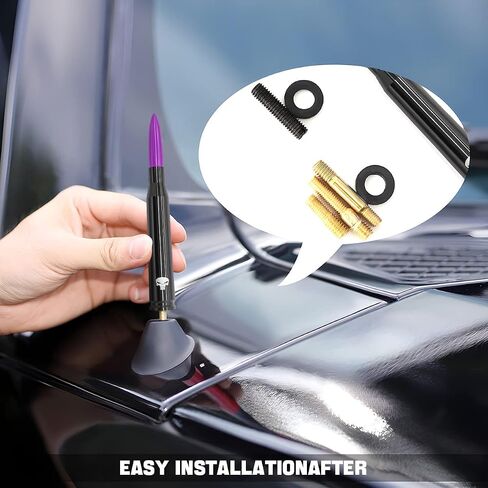 Car Truck Bullet Antenna, 5.5"x0.8" Replacement Short Antenna Mast with Screws Adapter, Skull Design AM/FM Radio Antenna, Automobile Exterior Accessories for Pickup, SUV, Vehicles (Blue) in Saudi Arabia