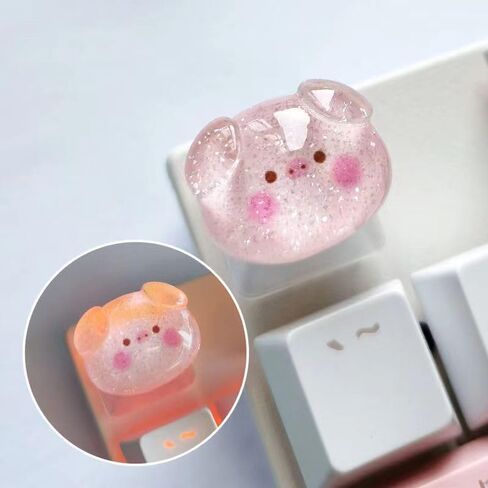 شخصية لطيف الكرتون شفافة Keycap اليدوية OEM ملف تعريف Keycap قاعدة DIY مخصص ESC الخلفية Keycap للوحة المفاتيح الميكانيكية MX التبديل (خنزير) in Kuwait