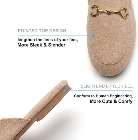 Buckle Mules for Women Work Flats Round Toe Business Backless Loafers Metal Décor Slip on in Saudi Arabia
