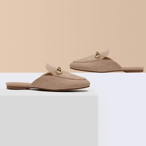 Buckle Mules for Women Work Flats Round Toe Business Backless Loafers Metal Décor Slip on in Saudi Arabia