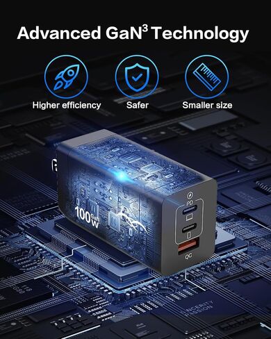 شاحن حائط USB C بقدرة 65 وات: محطة شحن سريعة بـ 3 منافذ GaN III، محول شاحن حائط مدمج قابل للطي لأجهزة MacBook Pro/Air، HP، Dell XPS، iPhone 15/14/Pro، iPad Pro/Air، Galaxy S23، Steam Deck، إلخ in Saudi Arabia