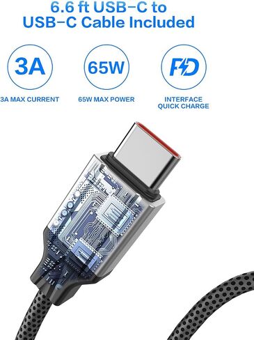 شاحن حائط USB C بقدرة 65 وات: محطة شحن سريعة بـ 3 منافذ GaN III، محول شاحن حائط مدمج قابل للطي لأجهزة MacBook Pro/Air، HP، Dell XPS، iPhone 15/14/Pro، iPad Pro/Air، Galaxy S23، Steam Deck، إلخ in Saudi Arabia