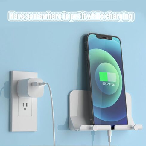 Wall Mobile Phone Holder Clear Wall Mount Adhesive Phone Holder,Multi-Function Cell Phone Charging Brackets Holders Compatible with Most Phones and Tablet in Kuwait