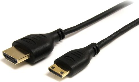 StarTech.com 3 ft Slim High Speed HDMI Cable with Ethernet - HDMI to HDMI Mini M/M (HDMIACMM3S),Black, 1 Count (Pack of 1) in Saudi Arabia