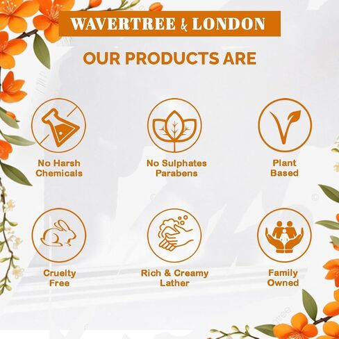 Wavertree & London Natural Liquid Soap Bottle with Dispenser Pump, Beach Scented Liquid Hand Soap for Bathroom, Kitchen - Australia Made Moisturizing Plant Oil Body & Hand Wash Soap in Saudi Arabia