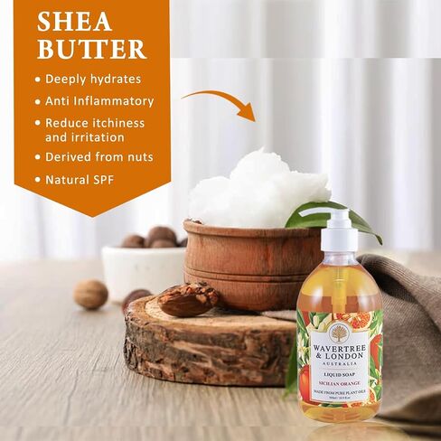 Wavertree & London Natural Liquid Soap Bottle with Dispenser Pump, Beach Scented Liquid Hand Soap for Bathroom, Kitchen - Australia Made Moisturizing Plant Oil Body & Hand Wash Soap in Saudi Arabia