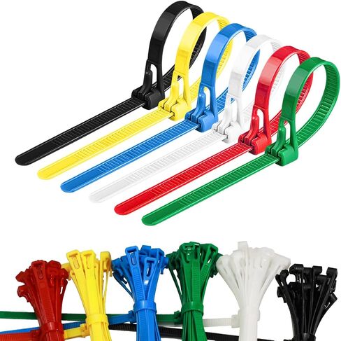 Reusable Zip Ties 8 Inch, 120pcs Colored Zip Tie Heavy Duty Outdoor Small Cable Ties, Releasable Tie Wraps, Wire Ties Removable for Cord Management (8 Inch) in Saudi Arabia