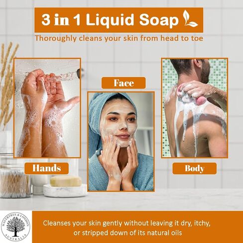 Wavertree & London Natural Liquid Soap Bottle with Dispenser Pump, Beach Scented Liquid Hand Soap for Bathroom, Kitchen - Australia Made Moisturizing Plant Oil Body & Hand Wash Soap in Saudi Arabia