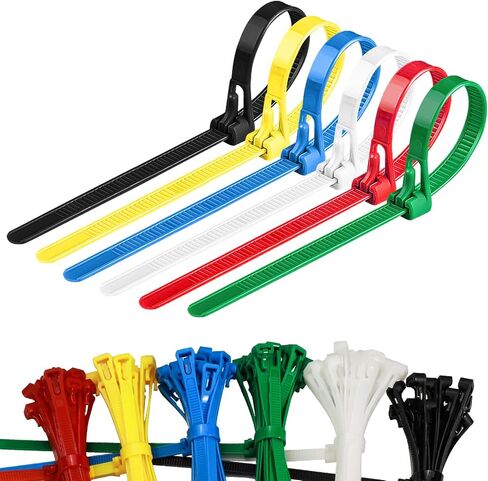 Reusable Zip Ties 8 Inch, 120pcs Colored Zip Tie Heavy Duty Outdoor Small Cable Ties, Releasable Tie Wraps, Wire Ties Removable for Cord Management (8 Inch) in Saudi Arabia