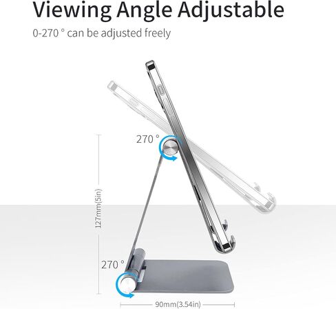 Adjustable Cell Phone Stand, Foldable Metal Desktop Phone Holder/Cradle/Dock Compatible with iPhone 14 13 12 Pro Max SE X XS 8 Plus/iPad/Samsung, All Smartphone, Office Desk Accessories (Black) in Saudi Arabia
