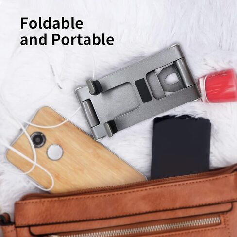 Adjustable Cell Phone Stand, Foldable Metal Desktop Phone Holder/Cradle/Dock Compatible with iPhone 14 13 12 Pro Max SE X XS 8 Plus/iPad/Samsung, All Smartphone, Office Desk Accessories (Black) in Saudi Arabia