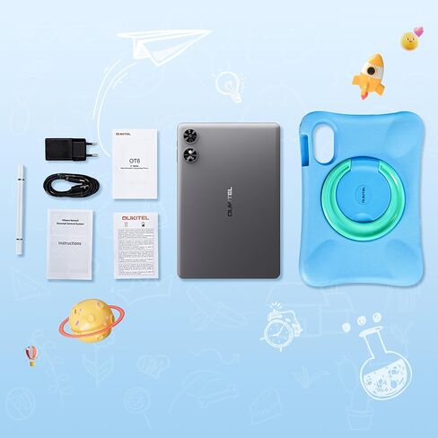 تابلت OUKITEL OT6 للأطفال - تابلت Android 13 مقاس 10 بوصة للأطفال مع حافظة EVA مقاومة للصدمات، 16 جيجابايت + 64 جيجابايت 8000 مللي أمبير في الساعة للأطفال الصغار مع قلم، WiFi6، Google Kids Space، Widevine L1، التحكم الأبوي، BT5.0، معرف الوجه in Kuwait